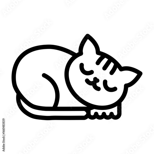 Cat Sleeping Vector Line Icon Design
