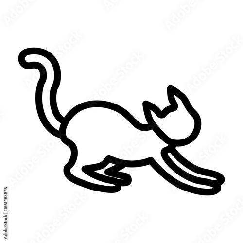 Purring Cat Vector Line Icon Design