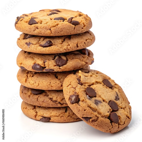 Stack of seven delicious chocolate chip cookies suitable for food blogs, bakery menus, dessert recipes, and social media posts.