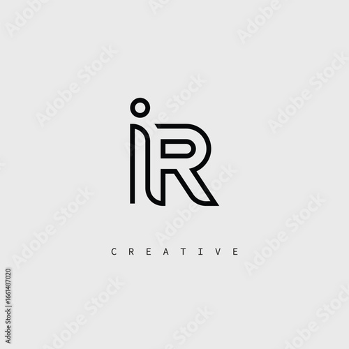 IR Creative Letter Logo – Minimal Line Monogram in Black Outline for Modern Branding Identity Design.