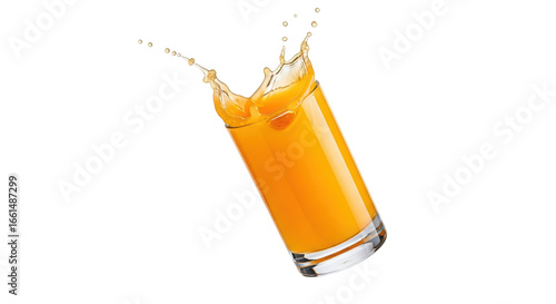 Isolated Glass of Orange Juice with Splash