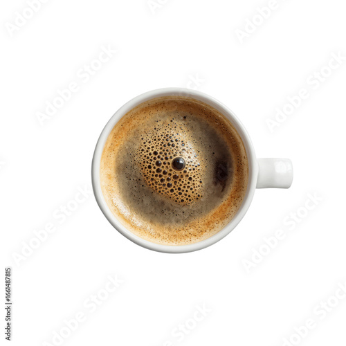 Overhead View of a Cup of Freshly Brewed Coffee