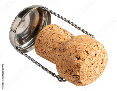  Bouchon de Champagne Couché avec Cage Dévissée, Vue en Angle, isolé sur fond transparent png
