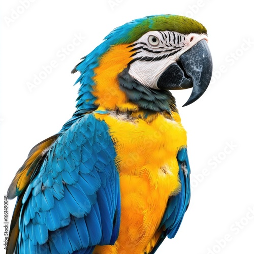 Close-up of a vibrant blue and yellow macaw (1)