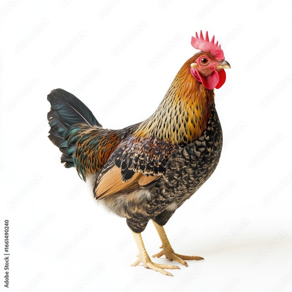 Fototapeta premium Rooster, multi-colored plumage, standing