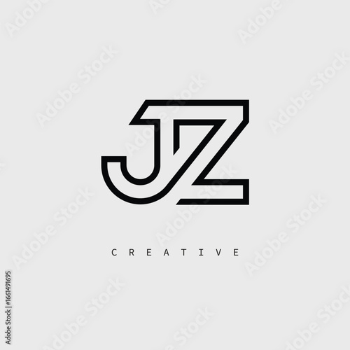 JZ Creative Letter Logo – Minimal Line Monogram in Black Outline for Modern Branding Identity Design.