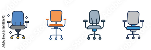 Modern Office Chairs Vector Illustration Ergonomic Minimalist Design
