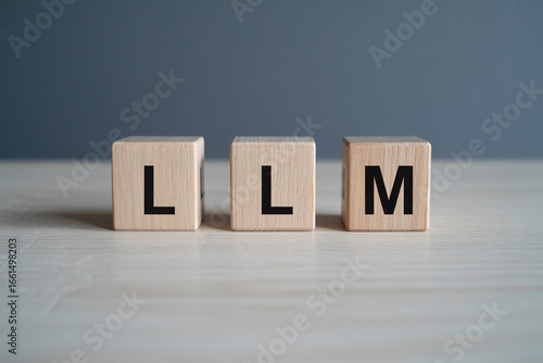 Llm large language model ai artificial intelligence machine learning neural network concept on blocks