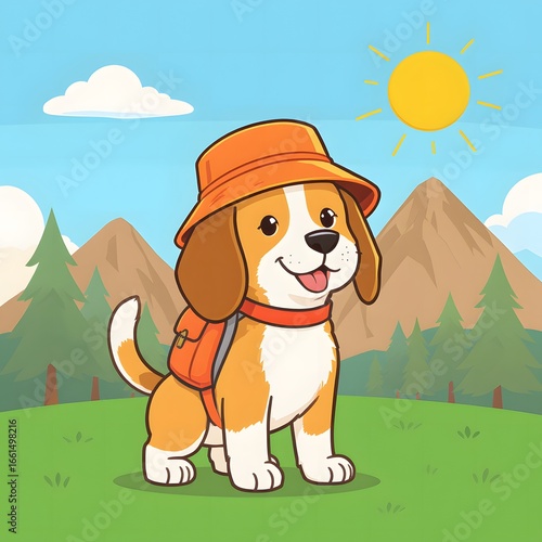 dog in the park with hat