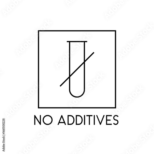 No additives eco product badge with laboratory test tube line art