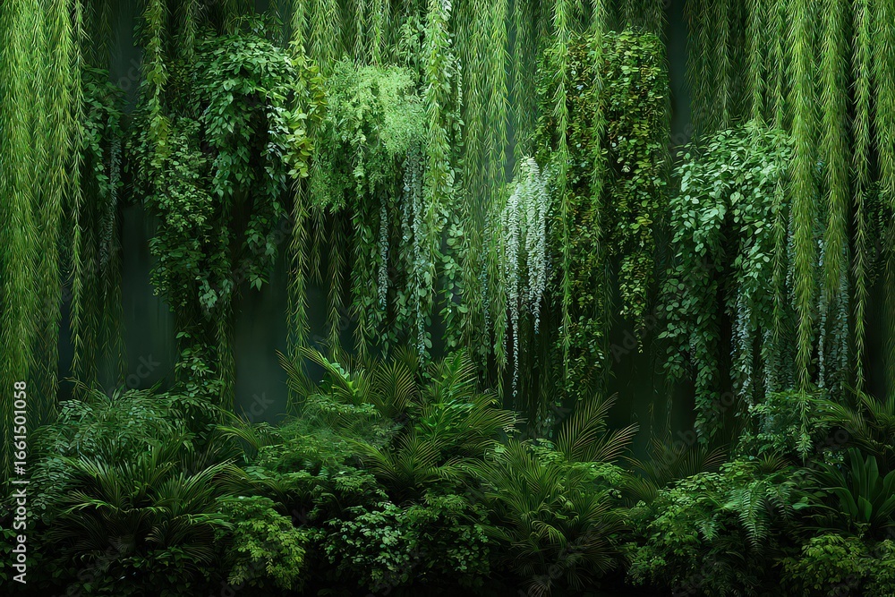 Obraz premium Dense Green Forest Background
