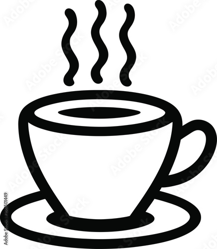 Steaming Cup of Comfort: A simple line art illustration of a hot drink, with steam rising from the warm beverage, offers an invitation to a moment of solace and relaxation.