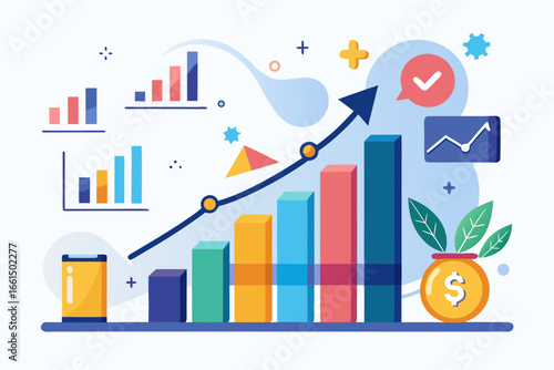 vector illustration of business graph with arrow