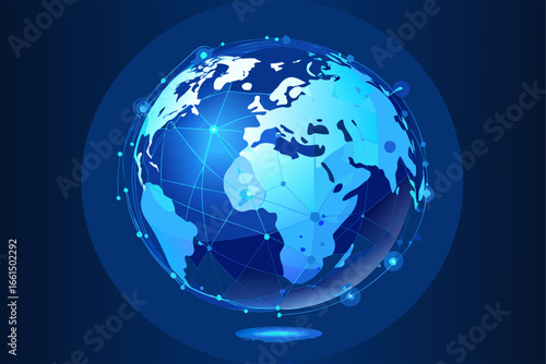 globe on blue background