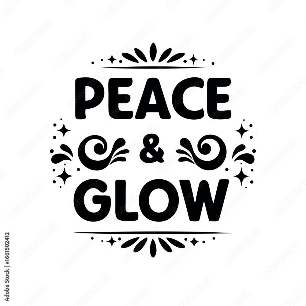 Fototapeta premium Peace and Glow decorative vector design element with flourish and sparkle accents for holiday greetings or motivational messages adding a touch of elegance to any project