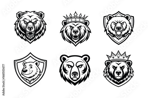 bear solid black silhouette vector design bundle.