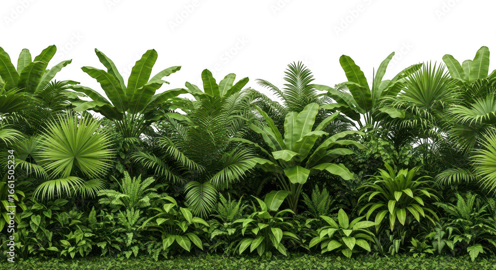 Obraz premium Lush tropical foliage backdrop isolated on transparent background