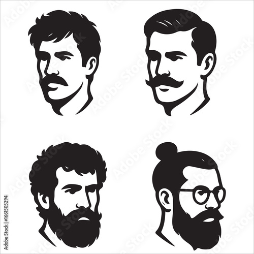 hairstyle designs for men silhouette  vector design,Silhouette hairstyles, vector haircuts, men’s hair trends, side profile views, hairstyle inspiration, haircut design, male grooming styles, 