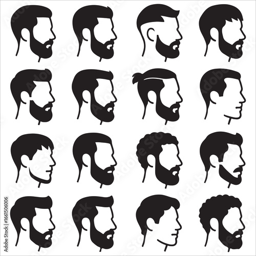 hairstyle designs for men silhouette  vector design,Silhouette hairstyles, vector haircuts, men’s hair trends, side profile views, hairstyle inspiration, haircut design, male grooming styles, 