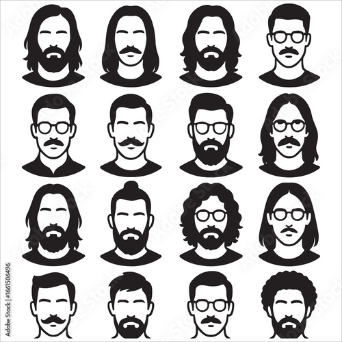 hairstyle designs for men silhouette  vector design,Silhouette hairstyles, vector haircuts, men’s hair trends, side profile views, hairstyle inspiration, haircut design, male grooming styles, 