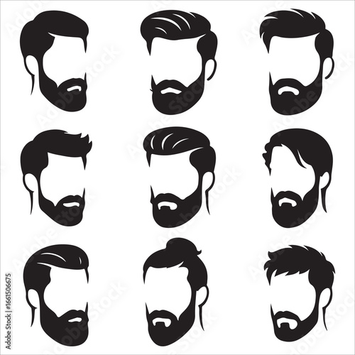 hairstyle designs for men silhouette  vector design,Silhouette hairstyles, vector haircuts, men’s hair trends, side profile views, hairstyle inspiration, haircut design, male grooming styles, 