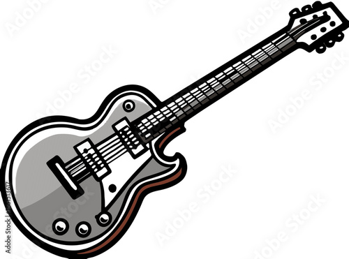 Electric guitar illustration with detailed strings and body design for music enthusiasts