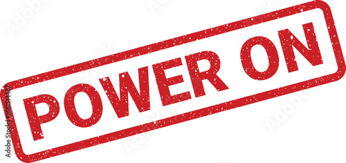Distressed red power on stamp with rounded rectangle for resources and designs