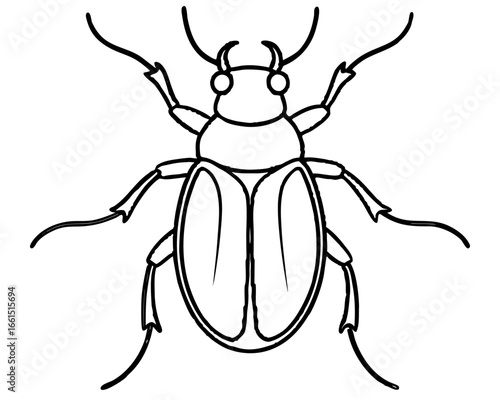 Onthophagus illyricus is a beetle from the family of scarab beetles dor beetle bug icon line airt vactor outline Illustrations on white background.