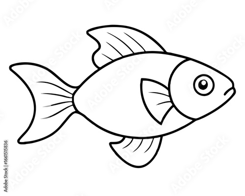 Fish or goldfish icon line airt vactor outline Illustrations on white background.