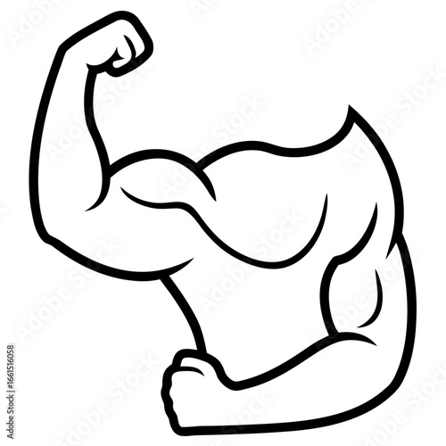 Flexed Arm with Muscle  icon line airt vactor outline Illustrations on white background.
