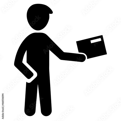 Receive amount Postman Moving Box Delivery Man Holding Box carry  delivery lift person  shipping.