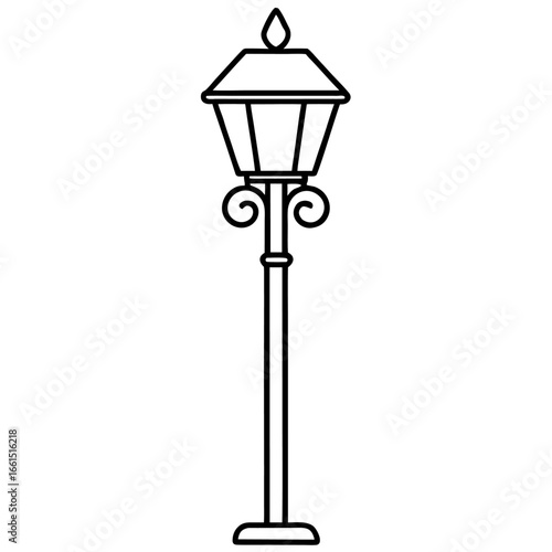street lamp icon line airt vactor outline Illustrations on white background.