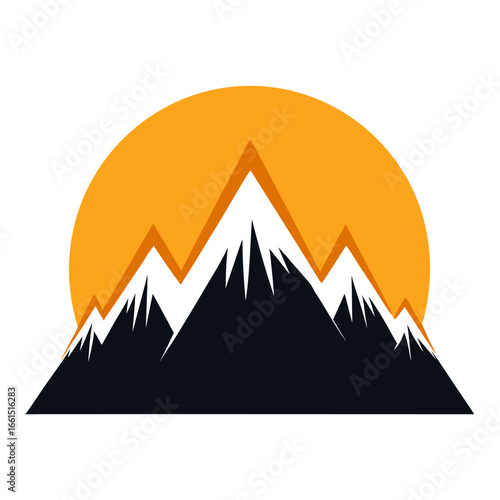 Sunrise over the mountain icon line airt vactor outline Illustrations on white background.