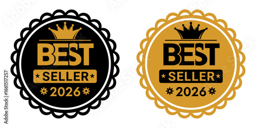 Best Seller 2026 Golden Crown Emblem Badge Vector Design Set