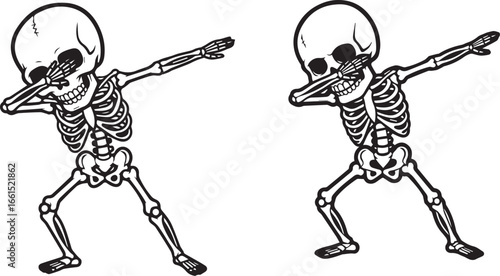 Dabbing Skeletons – Humorous Black Silhouette Dance Duo
