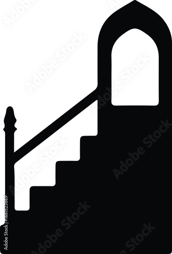 Vector Interior staircase with a window opening silhouette Illustrator