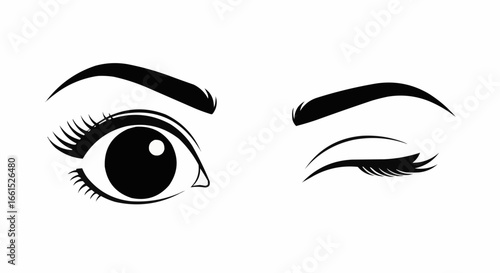 Black and White Winking Eye Illustration