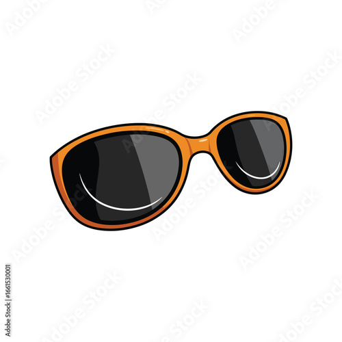 A pair of classic orange-framed sunglasses with black lenses. A stylish eyewear accessory for summer sun protection vector illustration