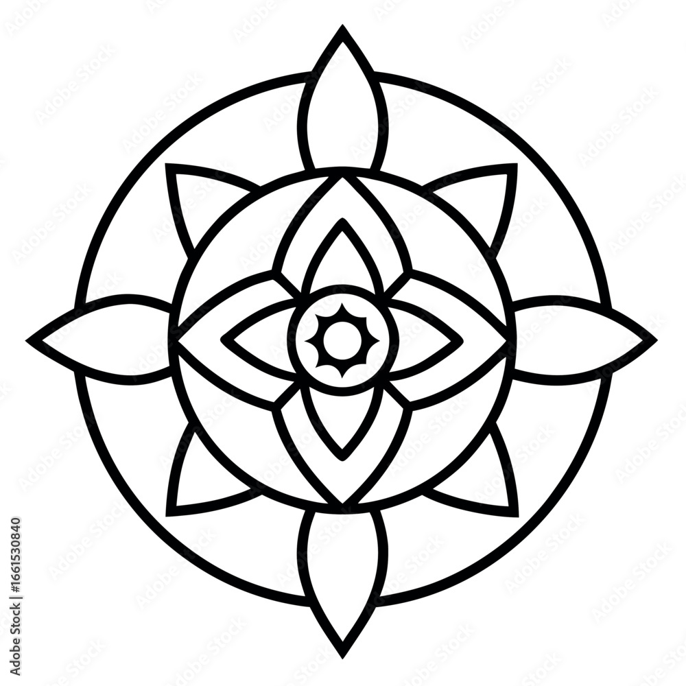 Fototapeta premium Protective Mandala Outline Drawing for Coloring