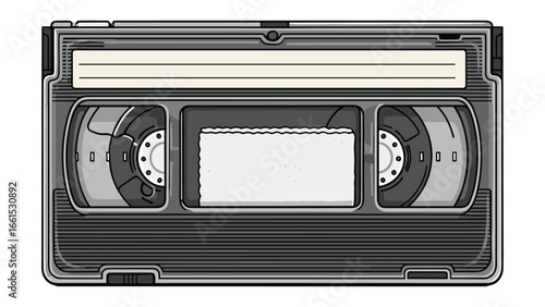 Detailed Cartoon Style VHS Cassette Tape Illustration for Retro Media Design and Creative Projects