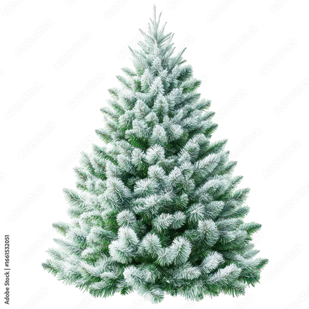 Fototapeta premium Frosted Christmas tree isolated on a black background. Ideal for holiday designs.