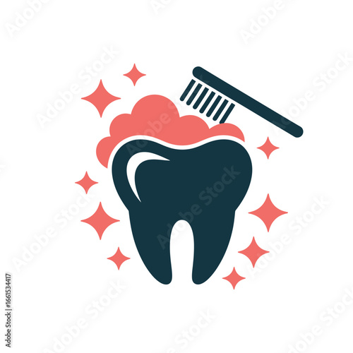 Sparkling Clean Vector Illustration Showcasing Toothbrushing for Dental Health and Sparkling Oral Hygiene