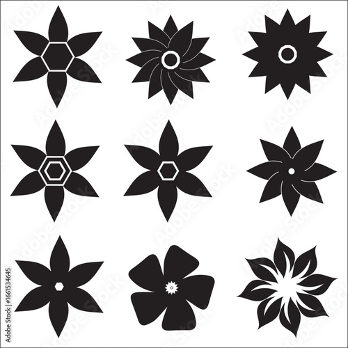 Abstract floral patterns, geometric flower designs, modern floral silhouettes
