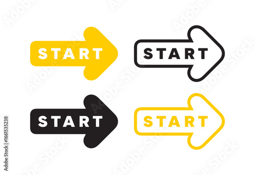 Start arrows icons. Start badges