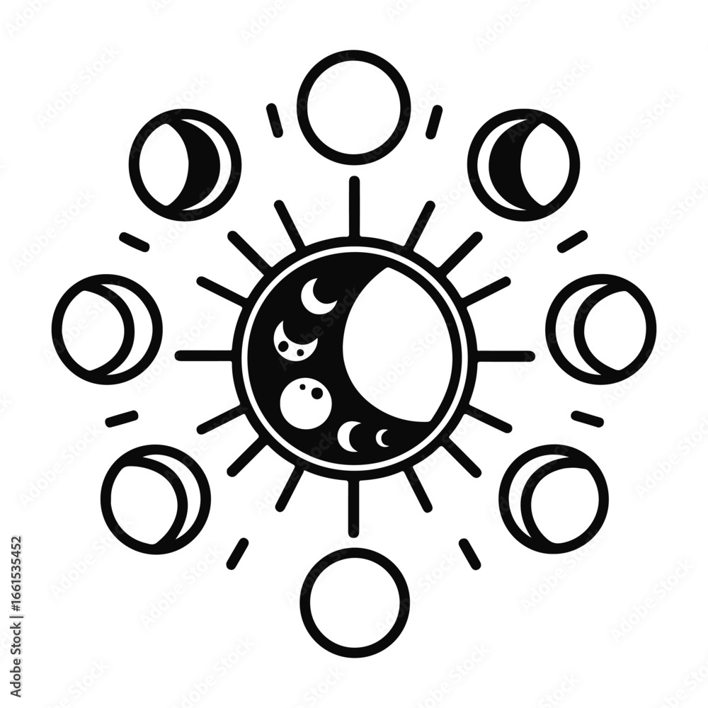Fototapeta premium Moon Phases Bundle SVG