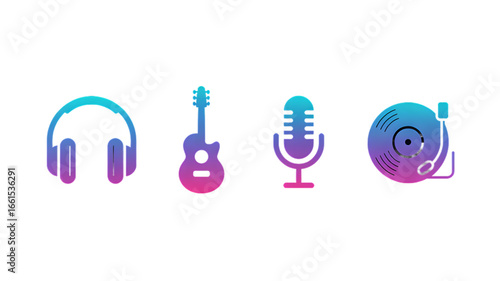 Music Icons with Gradient