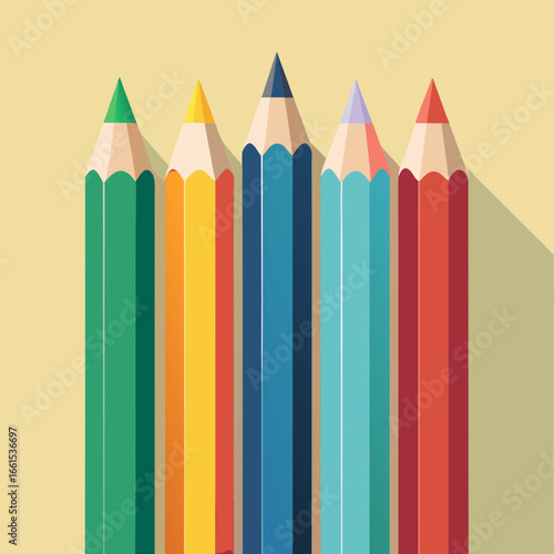 colored pencils on white background