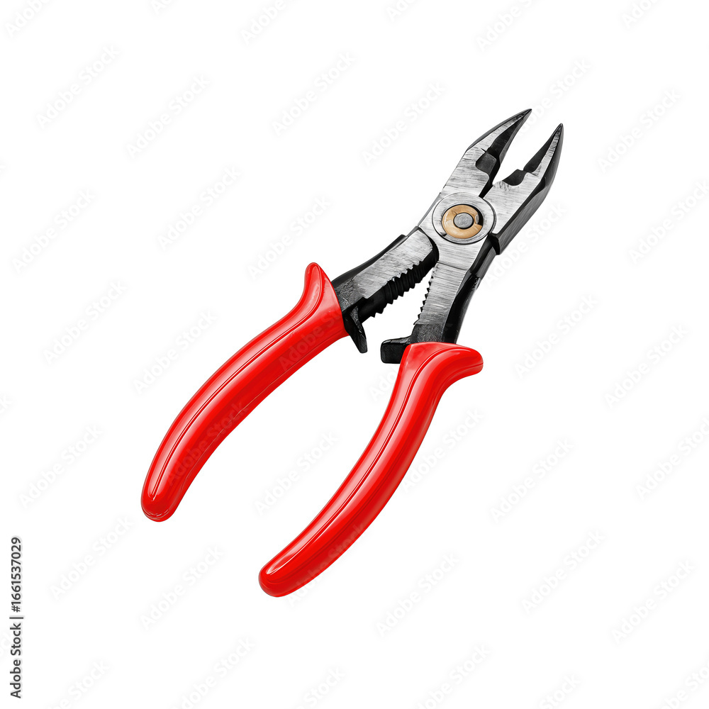 Needle-nose pliers with insulated grips and closed tips, isolated on transparent background without shadow. Needle-nose pliers with insulated grips and closed tips, isolated on transparent background without shadow.