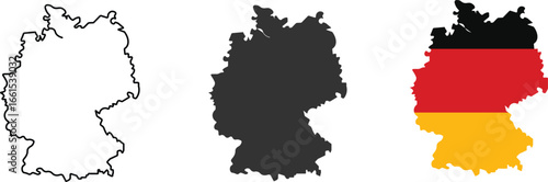 Germany map icon collection, Germany map sign vector set in outline. German flags collection different style. Vector illustration
