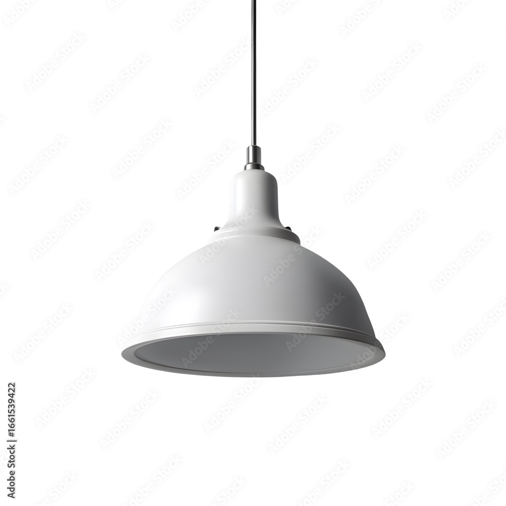Obraz premium Elegant white pendant lamp illuminated against a stark transparent background for interior design